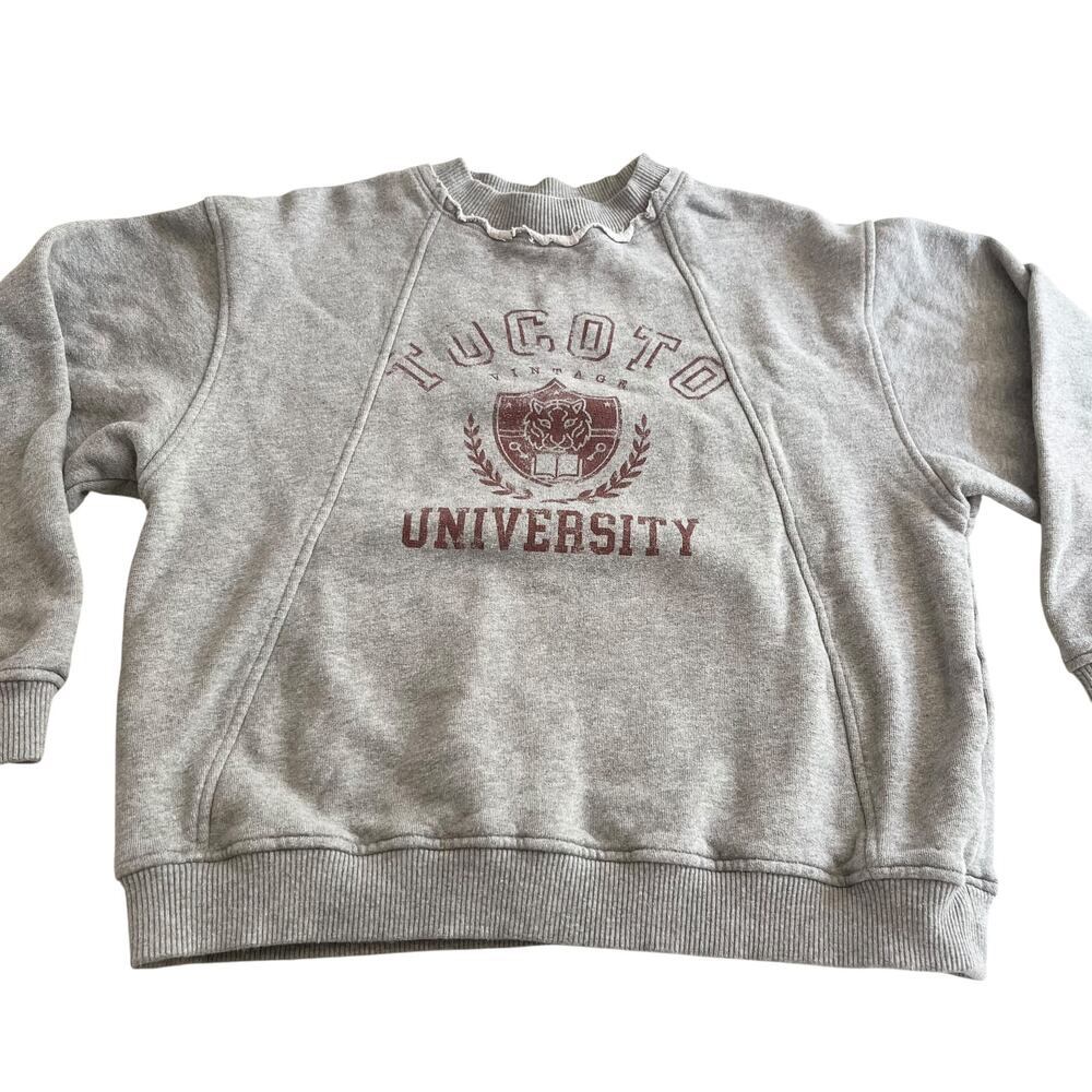 TOCOTO VINTAGE Designer Boys Grey University Logo Crewneck L/S Sweatshirt 8Y $95